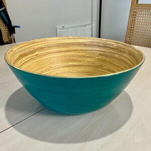 Emerald-Colored Bamboo Party Serving Bowl